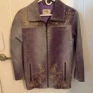 Beautiful women's short coat. Embroidered detail,fine copper nail heads.